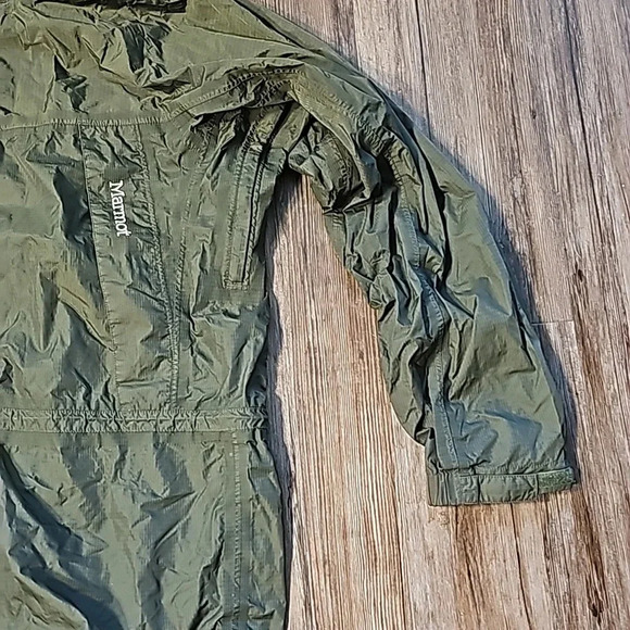 Womens Marmot Hunter Green Cinched Waist Windbreaker Jacket Medium - Picture 6 of 12
